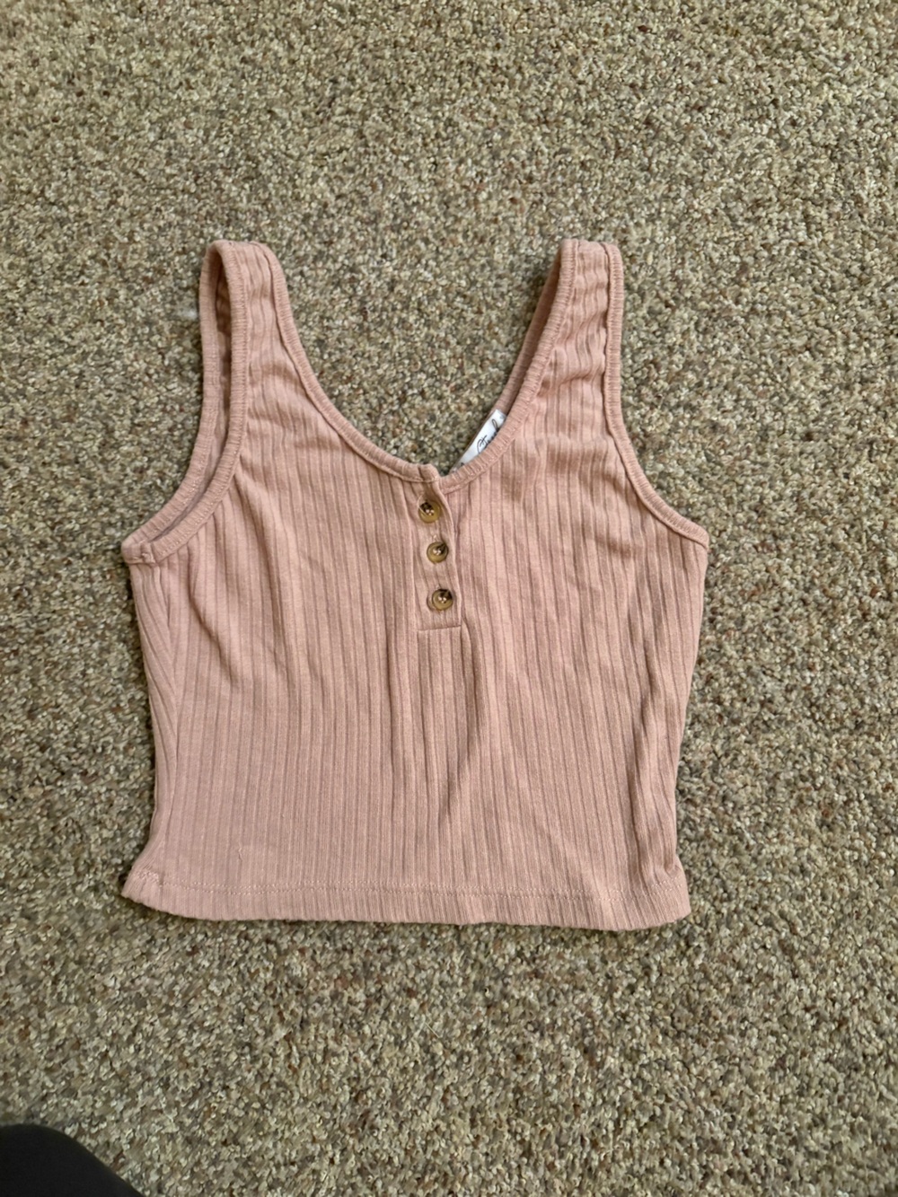 Love Tree Ribbed Henley Crop Top - Dusty Rose